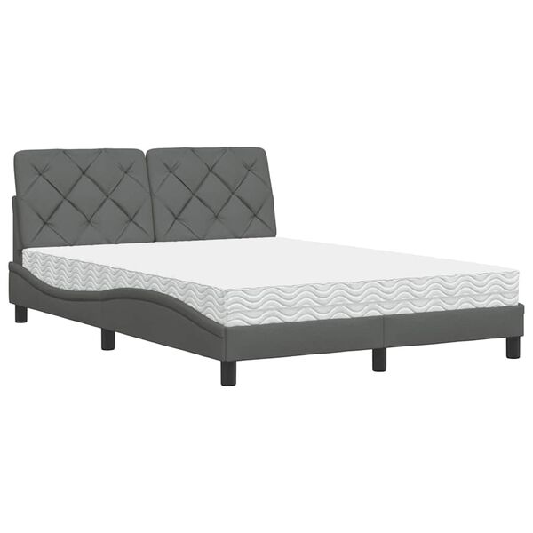 vidaXL Bett mit Matratze Dunkelgrau 120x200 cm Stoff