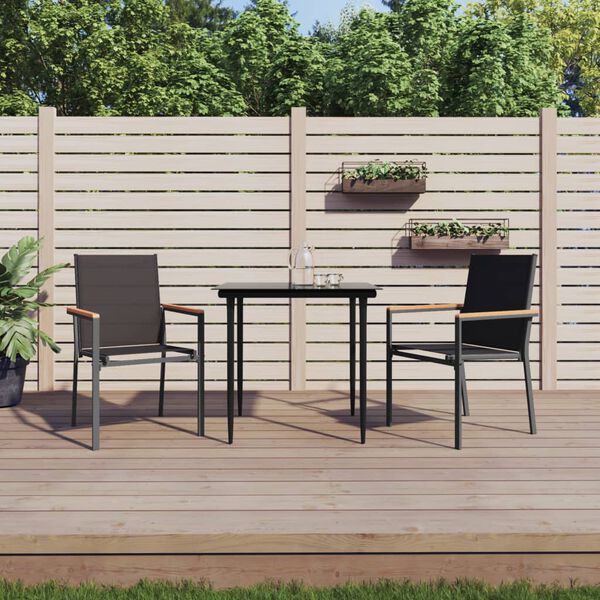 vidaXL Gartenstühle 2 Stk. Schwarz 55x61,5x90 cm Textilene und Stahl