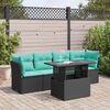 vidaXL 5tlg. Garten-Sofagarnitur mit Kissen Schwarz Poly Rattan Akazie