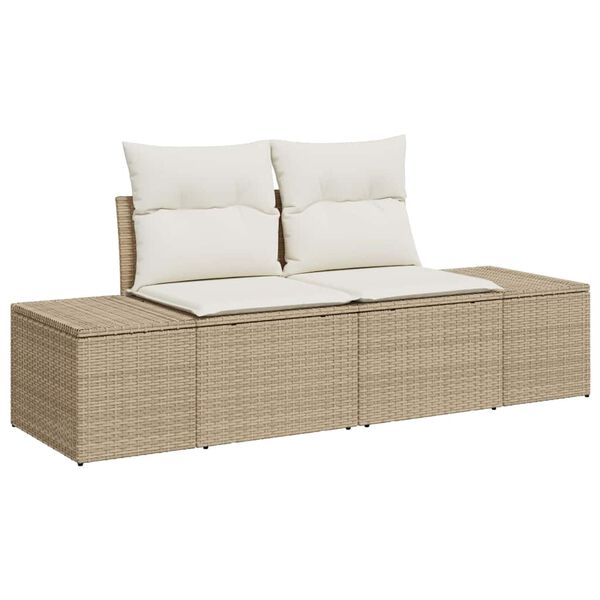 vidaXL Gartensofa-set mit Kissen 9 pcs Beige und Creme Polyrattan