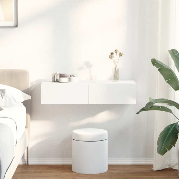 vidaXL Wandregal mit Schubladen Wei&szlig; 80x33x17 cm Holzwerkstoff