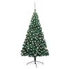 vidaXL K&uuml;nstlicher Halb-Weihnachtsbaum Beleuchtung Kugeln Gr&uuml;n 210 cm