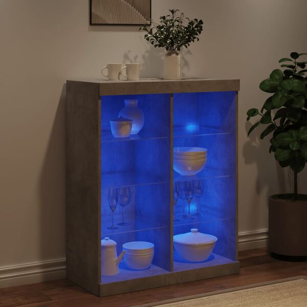 vidaXL Sideboard mit LED-Leuchten Betongrau 81x37x100 cm