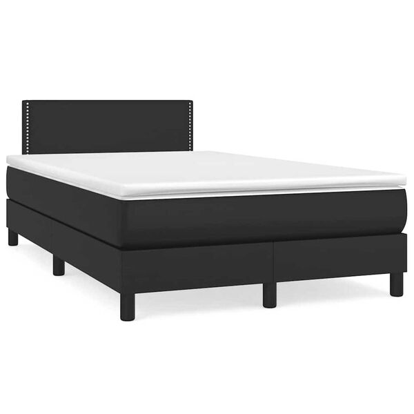 vidaXL Boxspringbett mit Matratze & LED Schwarz 120x190 cm Kunstleder