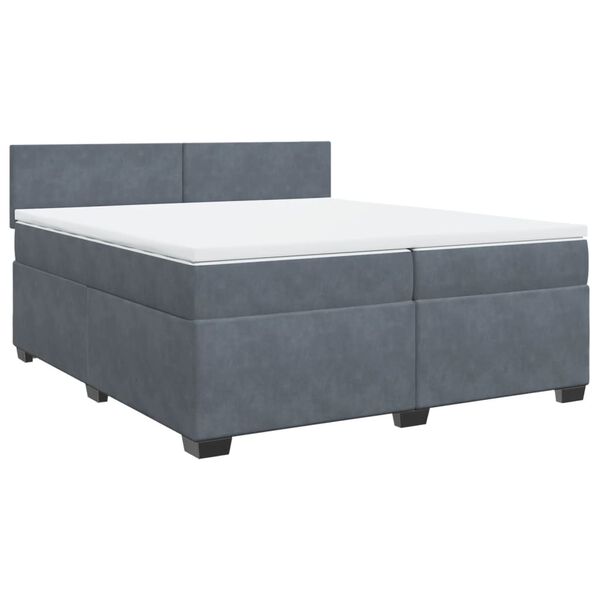 vidaXL Boxspringbett mit Matratze Dunkelgrau 200x200 cm Samt