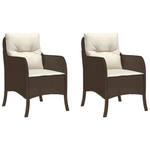 vidaXL Gartenst&uuml;hle mit Kissen 2 Stk. Braun Poly Rattan