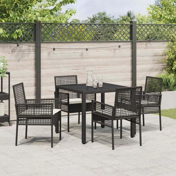 vidaXL Garten Essgruppe 5 pcs Schwarz Poly-Rattan
