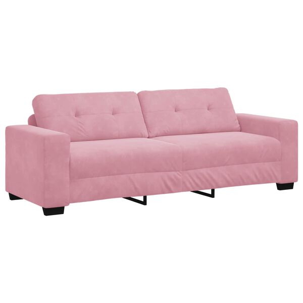 vidaXL | 3-Sitzer-Sofa | mit Kissen Rosa Samt