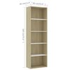 vidaXL B&uuml;cherregal 5 F&auml;cher Wei&szlig; Sonoma-Eiche 60x30x189 Holzwerkstoff