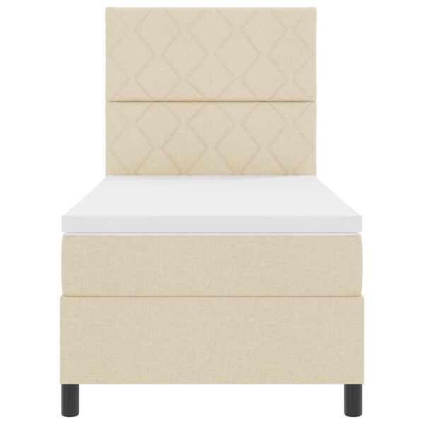 vidaXL Boxspringbett mit Matratze Creme 100 x 200 cm Stoff