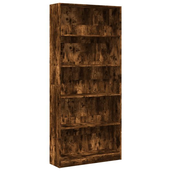vidaXL Bücherregal Räuchereiche 80x24x176 cm Holzwerkstoff
