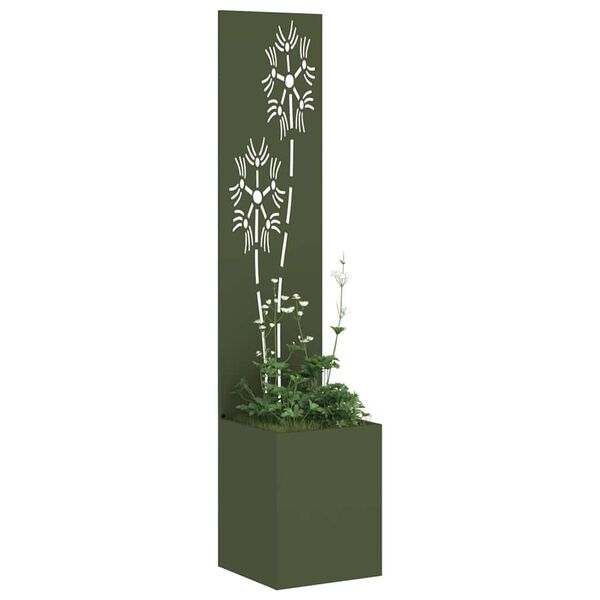 vidaXL Garten Sichtschutz-Leinwand Floral Olivgr&uuml;n 32 x 150 cm