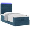 vidaXL Ottoman-Bett mit Matratzen & LEDs Dunkelblau 90x200 cm Samt