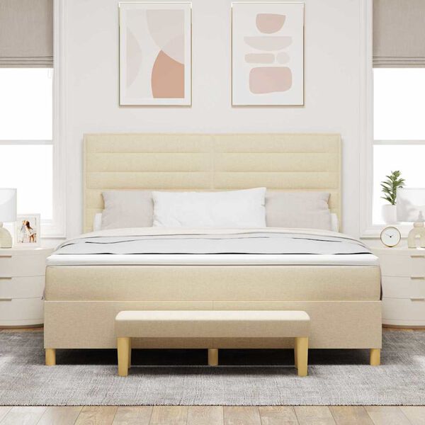 vidaXL Boxspringbett mit Matratze Creme 180 x 200 cm Stoff