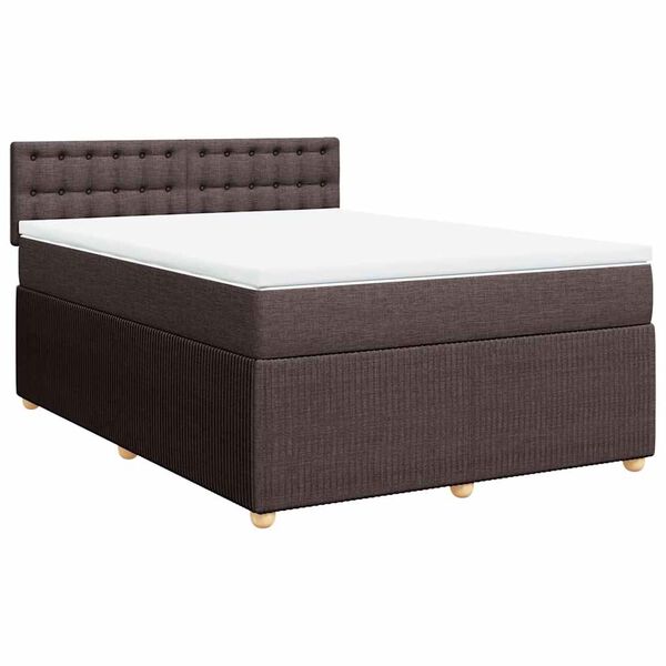 vidaXL Boxspringbett mit Matratze Dunkelbraun 140x190 cm Stoff