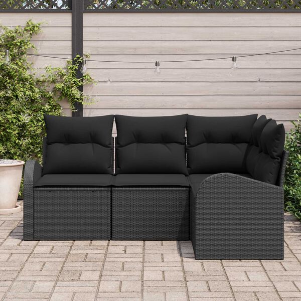 vidaXL Gartensofa-set 4 pcs Schwarz Poly-Rattan