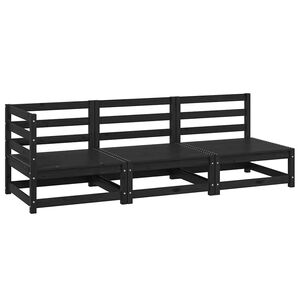 vidaXL 3-tlg. Garten-Lounge-Set Schwarz Massivholz Kiefer