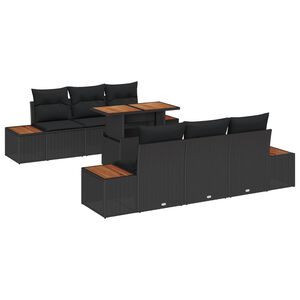vidaXL Garten-Sofa-Set mit Speicher 7 pcs Schwarz Poly Rattan