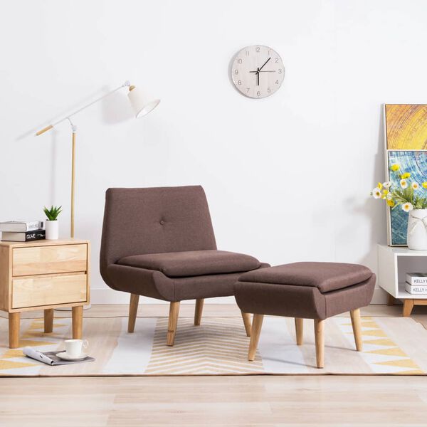 vidaXL Polsterstuhl mit Fu&szlig;hocker Braun Stoff