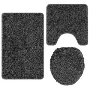 vidaXL Anti-Rutsch Badematten-Set 3 stk. Dunkelgrau 50 x 80 cm PP
