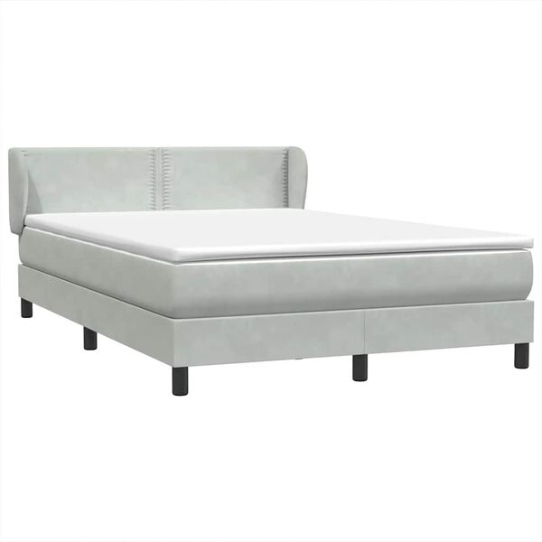 vidaXL Boxspringbett mit Matratze Hellgrau 160x220 cm Samt