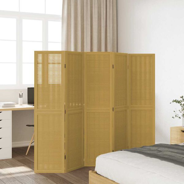 vidaXL 5-tlg. Raumteiler Braun Massivholz Paulownia