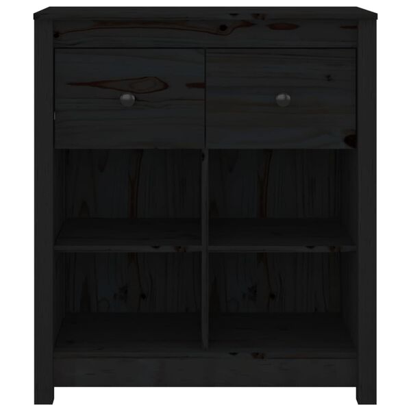 vidaXL Sideboard Schwarz 70x35x80 cm Massivholz Kiefer