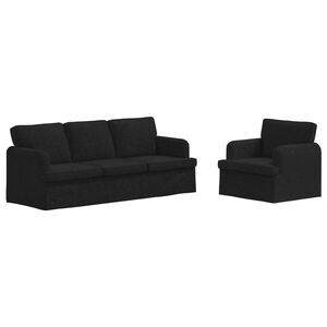 vidaXL Sofa Set 2 stk. Schwarz Stoff