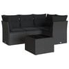 vidaXL 5-tlg. Garten-Sofagarnitur mit Kissen Schwarz Poly Rattan