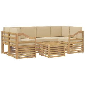 vidaXL Outdoor-Sofagarnitur 7 stk. Wei&szlig; und Beige Polyester