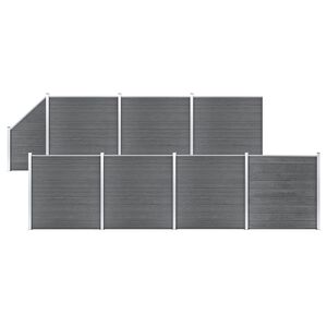 vidaXL WPC Zaun-Set 7 Quadrate + 1 Schräge 1311x186 cm Grau