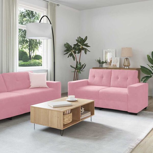 vidaXL Sofa Set 3 pcs Rosa 221 x 80 x 80 cm Samt