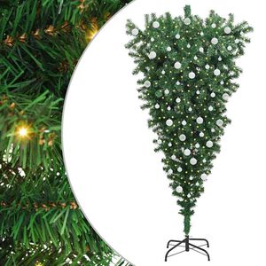 vidaXL Umgedrehter Kunst Weihnachtsbaum mit Kugelset Gr&uuml;n 180 cm PVC