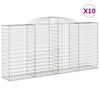 vidaXL Gabionen mit Hochbogen 10 Stk 300x50x140/160cm Verzinktes Eisen