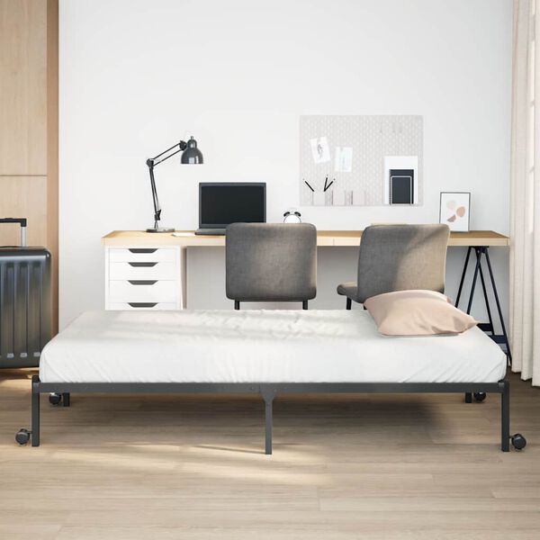 vidaXL Bettgestell ohne Matratze Klappbar Schwarz 80x200 cm Stahl