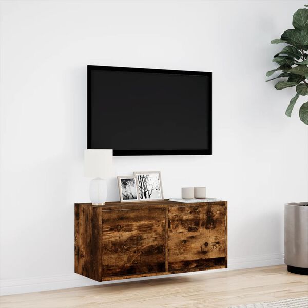 vidaXL TV-Wandschrank mit LED-Beleuchtung R&auml;uchereiche 80x31x38 cm