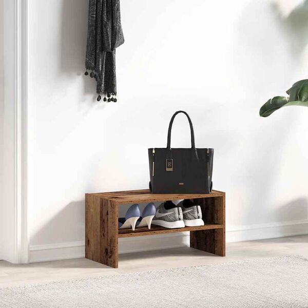 vidaXL Schuhregal Stapelbar Altholz-Optik 60x30x30,5 cm