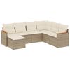 vidaXL 7-tlg. Garten-Sofagarnitur mit Kissen Beige Poly Rattan