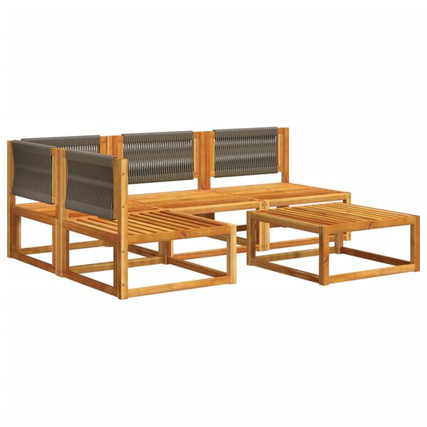 vidaXL 5-tlg. Gartensofa-Set mit Kissen Holz Akazie & Seil