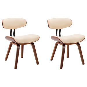 vidaXL Esszimmerst&uuml;hle 2 Stk. Creme Bugholz und Kunstleder