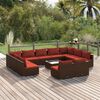 vidaXL 12-tlg. Garten-Lounge-Set mit Kissen Braun Poly Rattan