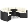 vidaXL 7-tlg. Garten-Sofagarnitur mit Auflagen Poly Rattan Schwarz