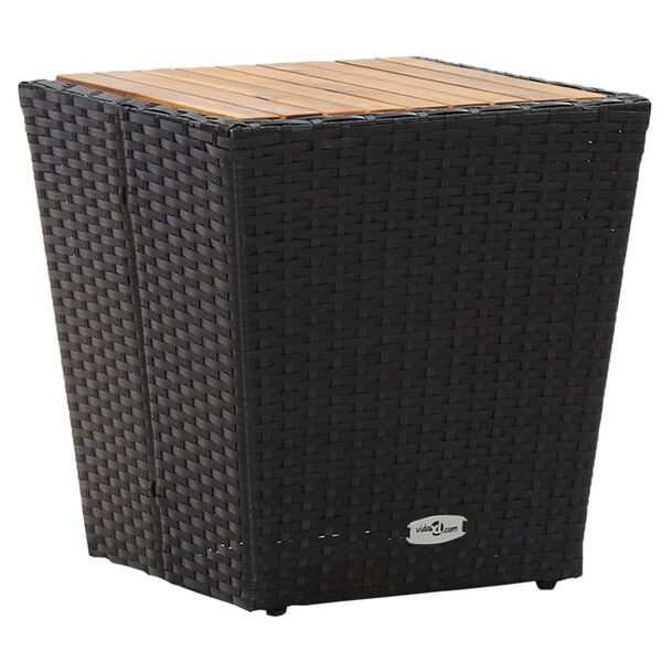 vidaXL Beistelltisch Schwarz 41,5×41,5×43 cm Poly Rattan & Massivholz