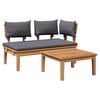 vidaXL Gartenbank und Tischset 2 Stk. Grau und Braun Massivholz Teak