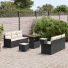 vidaXL Garten-Sofa-Set mit Kissen mit Speicher 9 pcs Schwarz und Creme