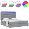 vidaXL Bett mit LED-Lichtleisten Hellgrau 200 x 200 cm Stoff