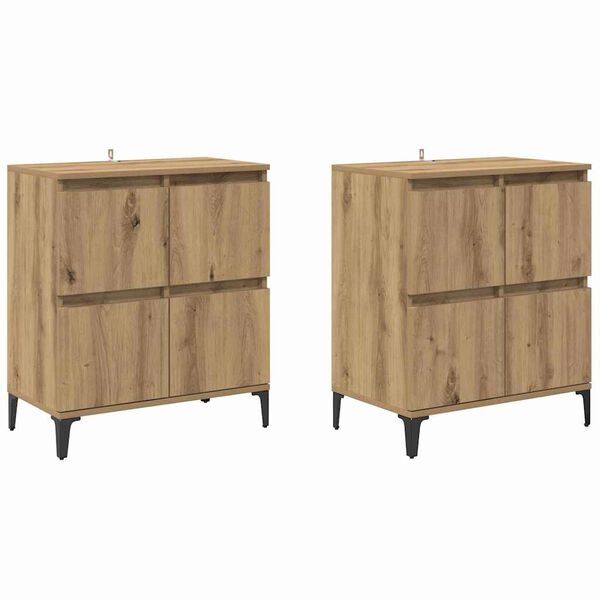 vidaXL Sideboards 2 pcs Artisan-Eiche 60 x 35 x 70 cm Holzwerkstoff