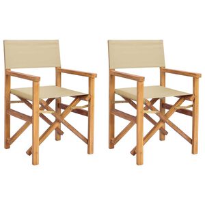 vidaXL Regiestuhl Braun und Beige Massives Teakholz