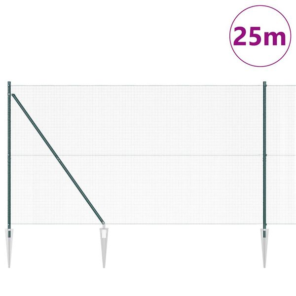 vidaXL Zaunpfosten Gr&uuml;n 25 x 1,6 m (16 x 16 mm Netz) Stahl und PVC