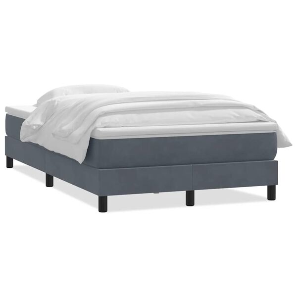 vidaXL Boxspringbett mit Matratze Dunkelgrau 120x220 cm Samt